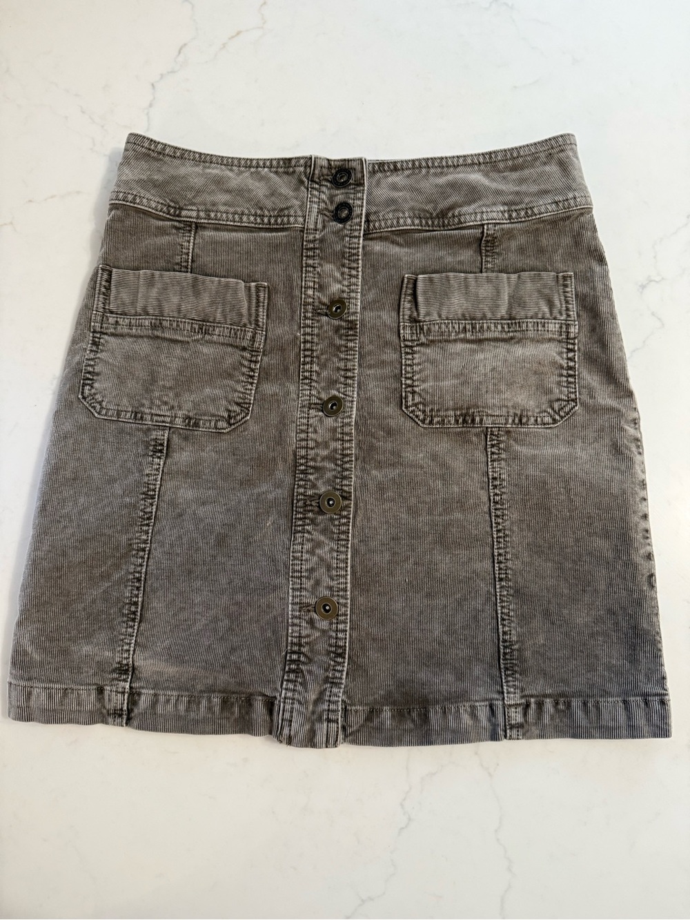 Prana Washed Gray Button-Front Mini Skirt
